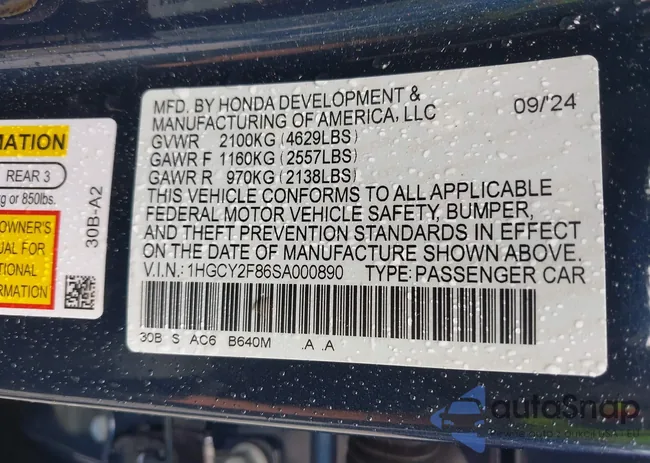 1HGCY2F86SA000890: 42350054