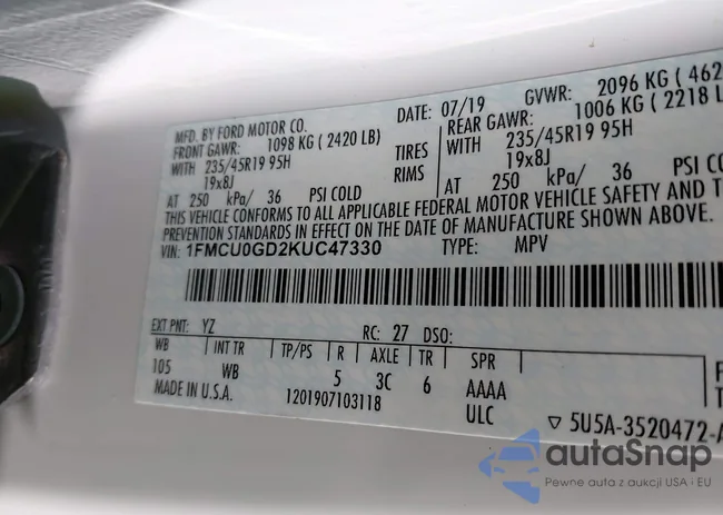 1FMCU0GD2KUC47330: 42350070