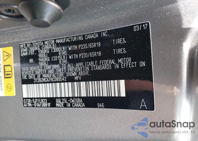 2T2BZMCA7HC089542: 42351244