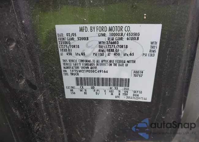 1FTSW21P05EC49164: 42351517