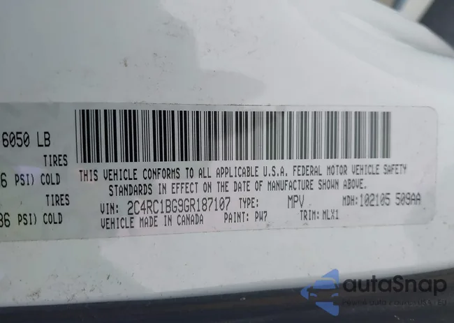 2C4RC1BG9GR187107: 42351645