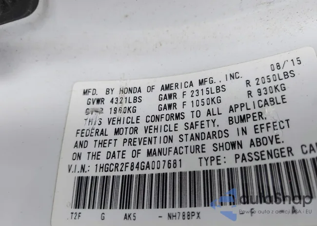 1HGCR2F84GA007681: 42351685