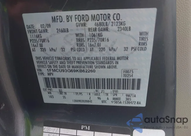 1FMCU93G69KB62260: 42350749