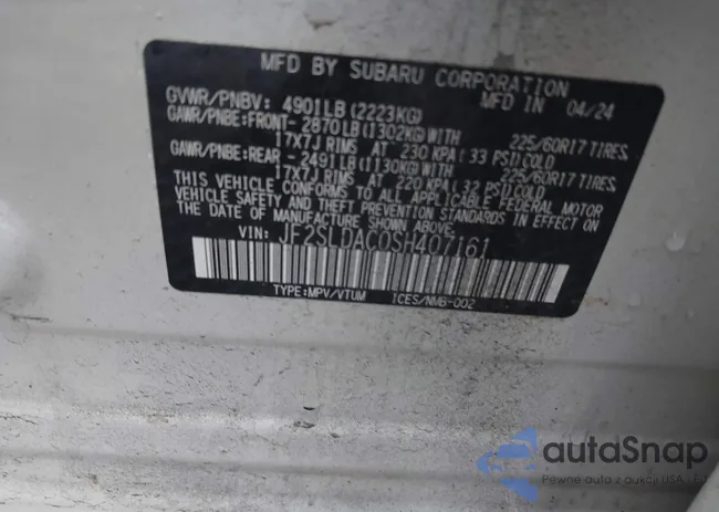 JF2SLDAC0SH407161: 42350892