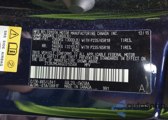 2T2BZMCA6GC010568: 42352197