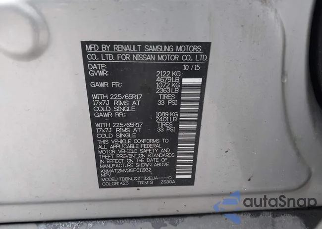 KNMAT2MV3GP611932: 42352224