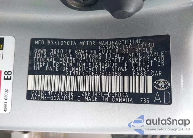 2T1BU4EE6AC514158: 42351896