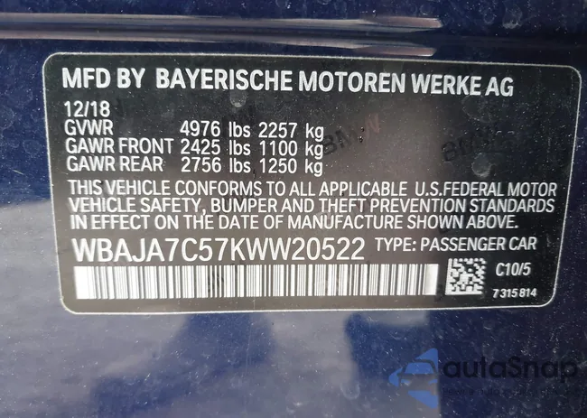 WBAJA7C57KWW20522: 42351987