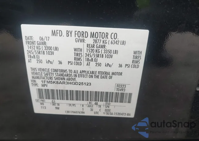 1FM5K8AR3HGD25123: 42353171