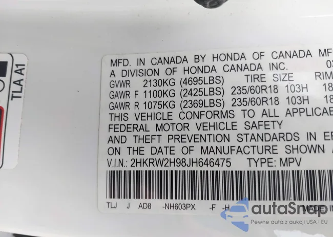 2HKRW2H98JH646475: 42353293