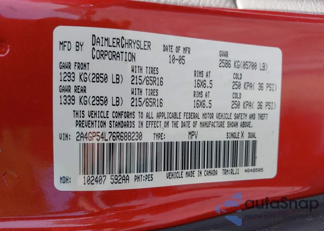 2A4GP54L76R688230: 42353398