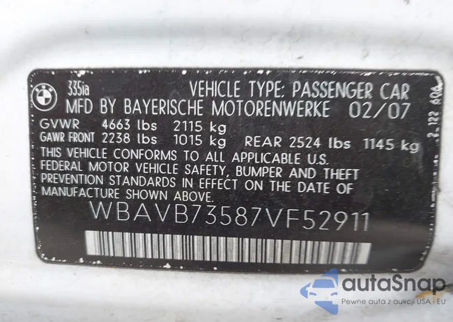 WBAVB73587VF52911: 42353638