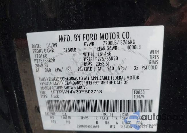 1FTPW14V39FB02718: 42353716