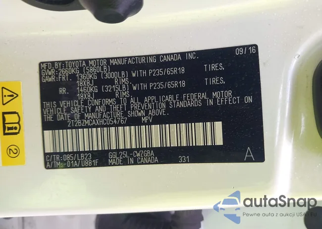 2T2BZMCAXHC054767: 42352876