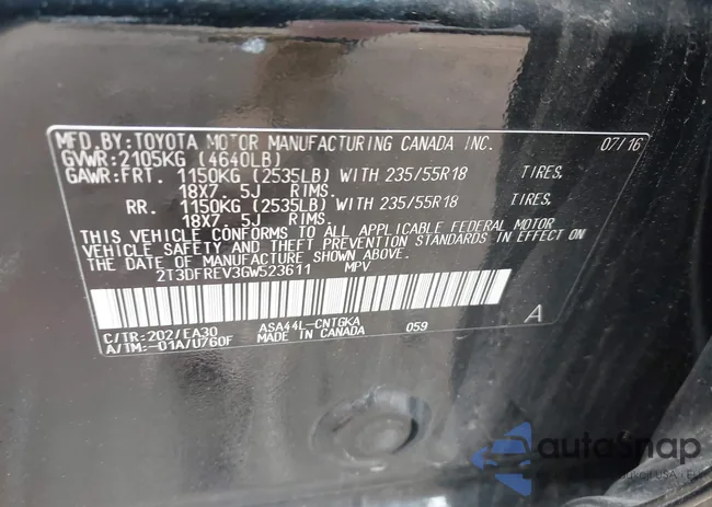 2T3DFREV3GW523611: 42352975