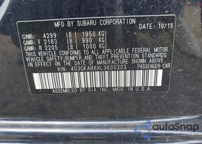 4S3GKAB6XL3600303: 42353074