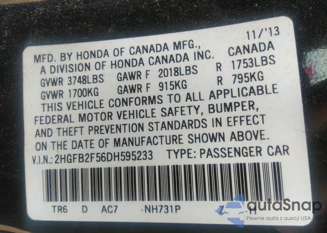 2HGFB2F56DH595233: 42354381