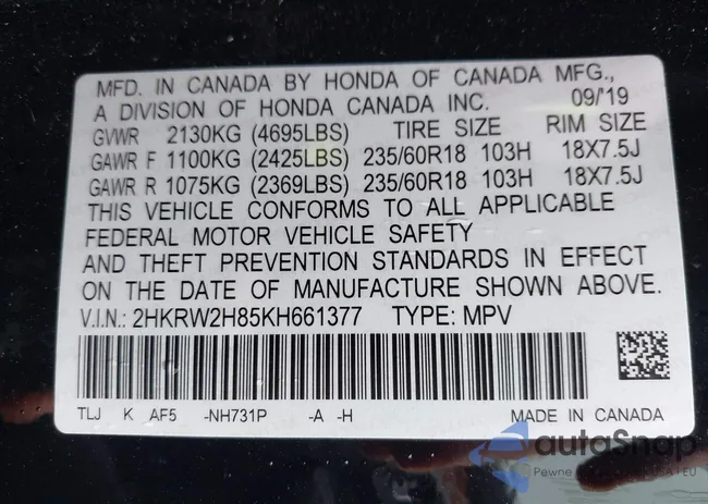 2HKRW2H85KH661377: 42354711