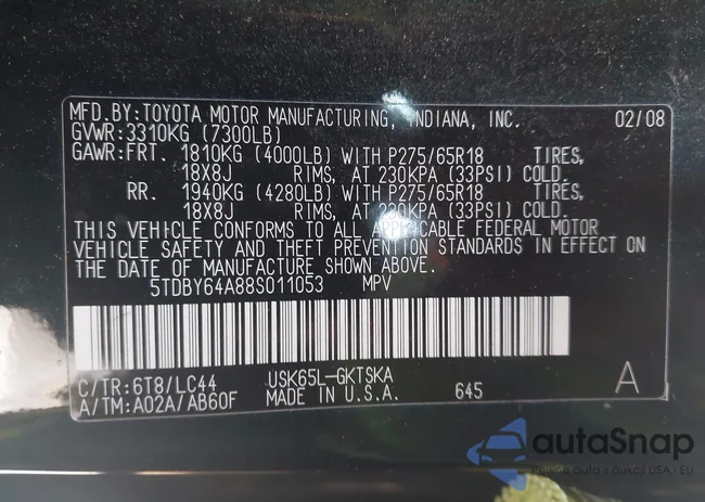 5TDBY64A88S011053: 42353990