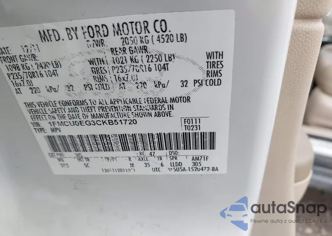 1FMCU0EG3CKB51720: 42355232