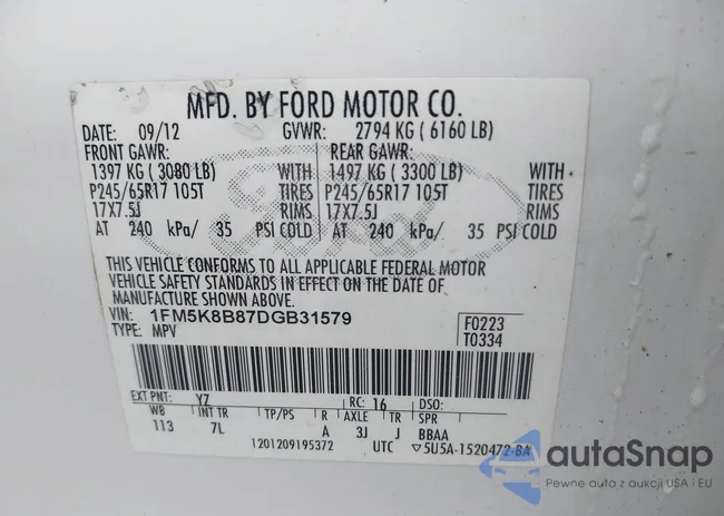 1FM5K8B87DGB31579: 42354770