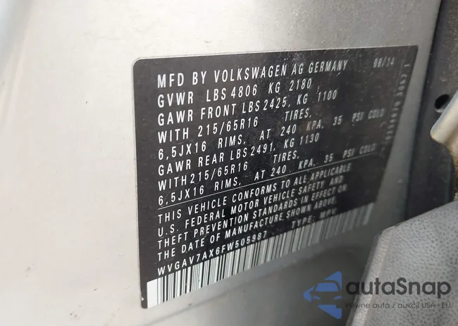 WVGAV7AX6FW505987: 42354813