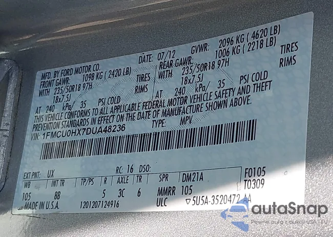 1FMCU0HX7DUA48236: 42354914