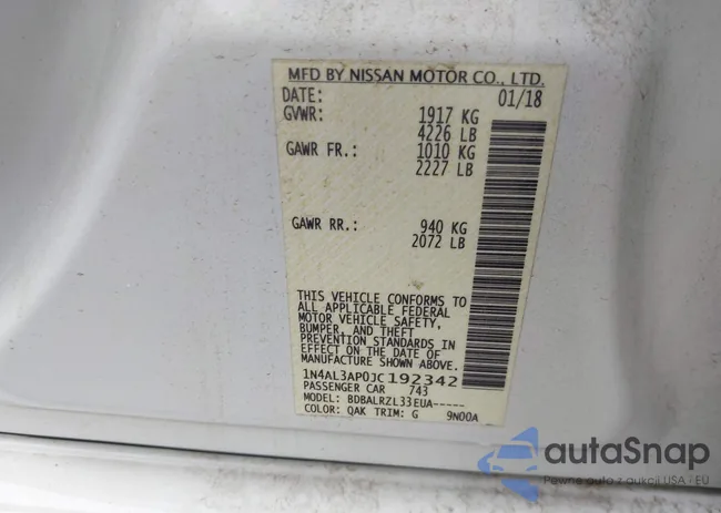 1N4AL3AP0JC192342: 42355036