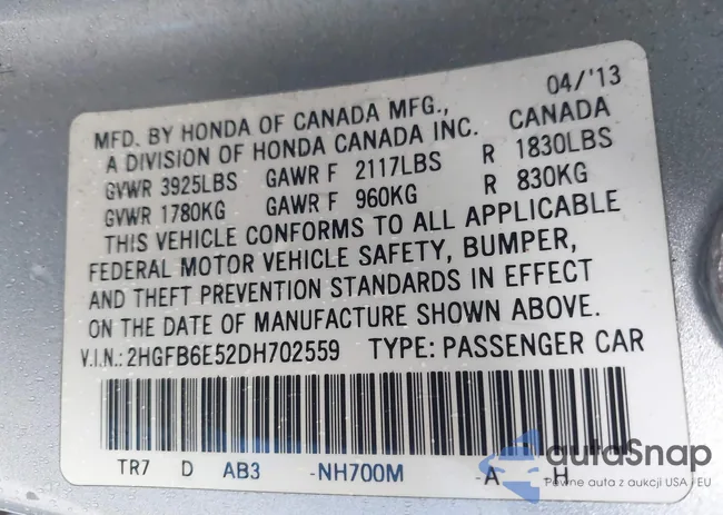 2HGFB6E52DH702559: 42355053