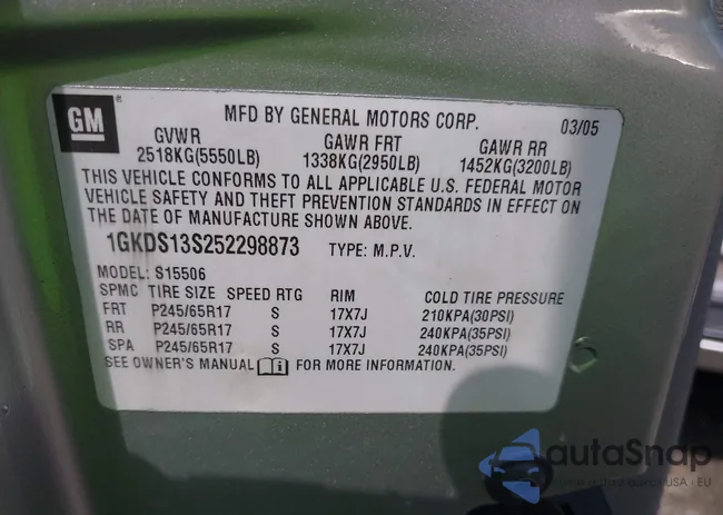 1GKDS13S252298873: 42356321