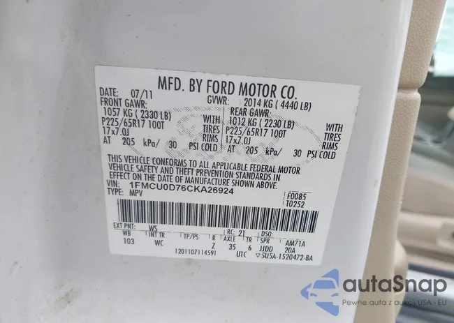 1FMCU0D76CKA26924: 42356364