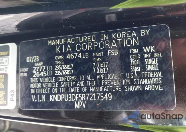 KNDPU3DF5R7217549: 42356579