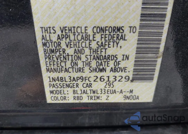 1N4BL3AP9FC261329: 42356685