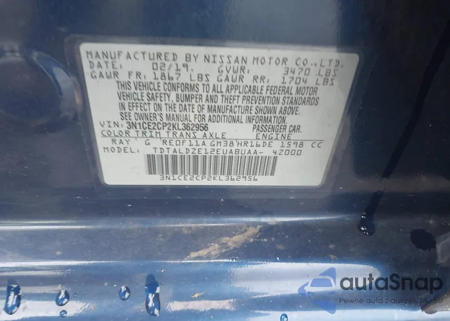 3N1CE2CP2KL362956: 42357536