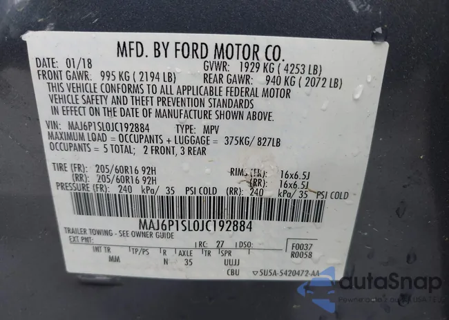 MAJ6P1SL0JC192884: 42356722