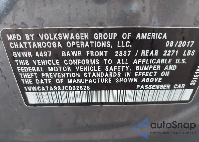 1VWCA7A33JC002625: 42356971