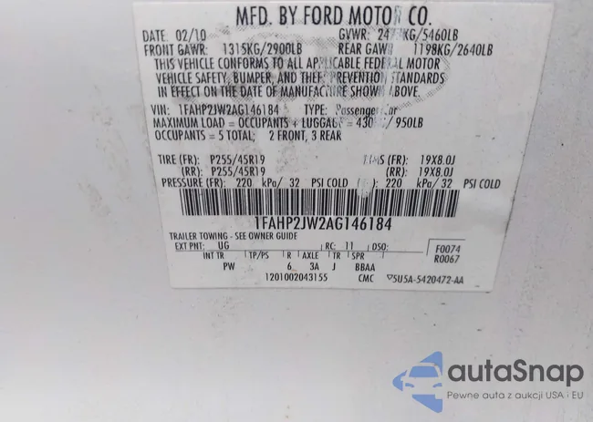 1FAHP2JW2AG146184: 42358131