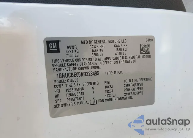 1GNUCBE05AR228495: 42358133