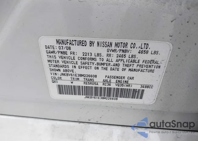 JNKBV61E38M226608: 42358261