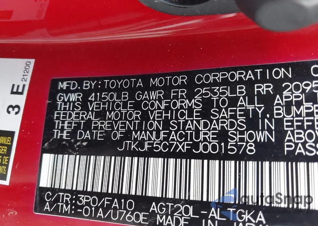 JTKJF5C7XFJ001578: 42358445