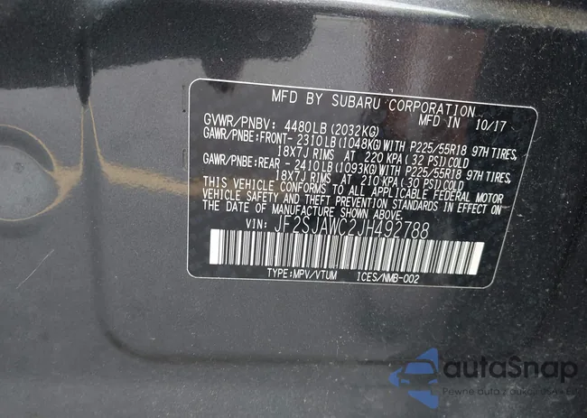 JF2SJAWC2JH492788: 42358591