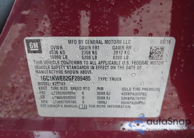 1GC1KWE82GF289485: 42358618