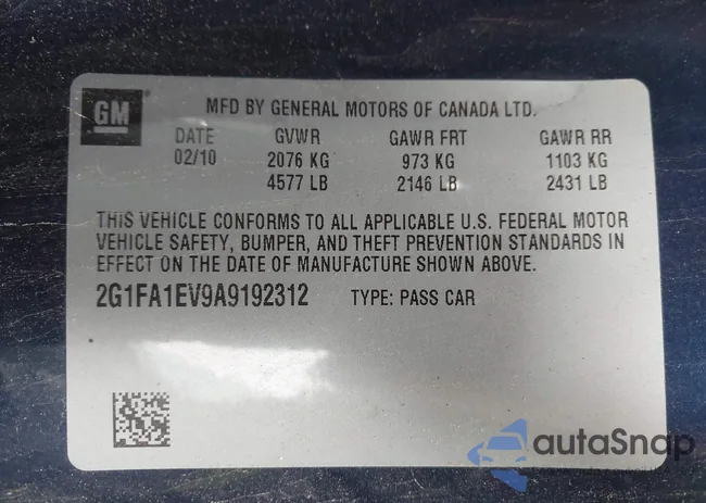 2G1FA1EV9A9192312: 42358641