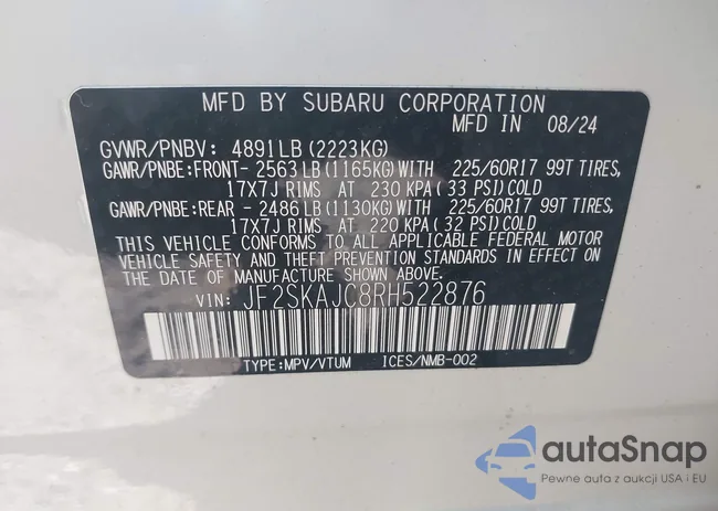 JF2SKAJC8RH522876: 42358675