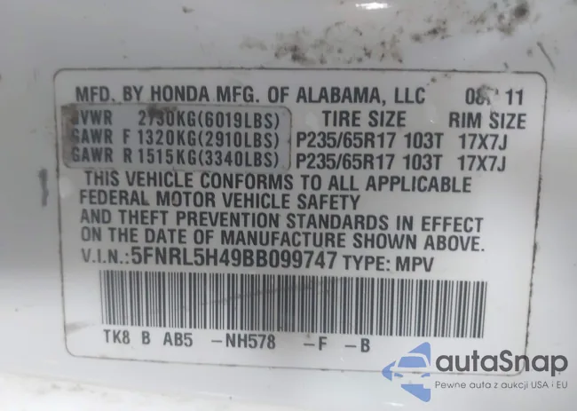 5FNRL5H49BB099747: 42357808