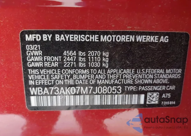 WBA73AK07M7J08053: 42357914