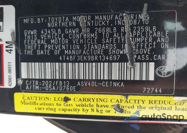 4T4BF3EK9BR134697: 42357947