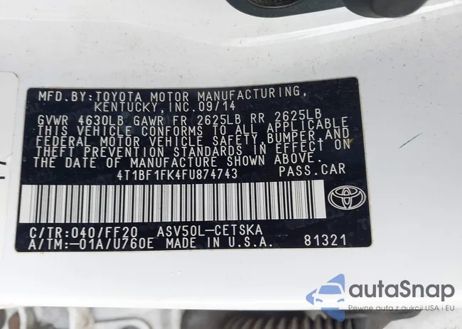 4T1BF1FK4FU874743: 42357966