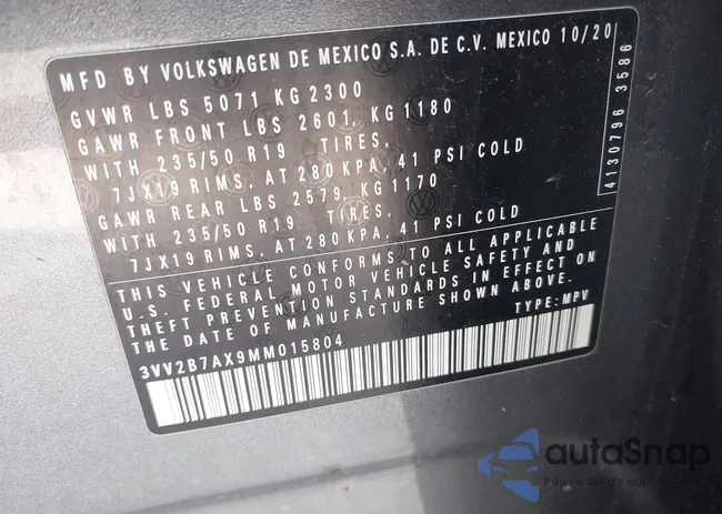 3VV2B7AX9MM015804: 42357982