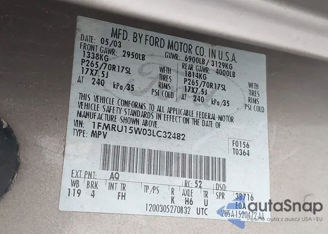 1FMRU15W03LC32482: 42357988